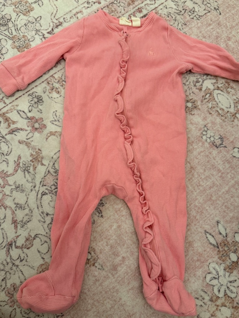 GAP Pink Ruffle Front Footed One-Piece